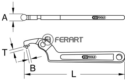 Kĺbový hákový kľúč s čapom, 80-120 mm