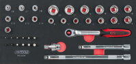 SCS CHROMEplus 3/8" súprava nástrčkových kľúčov, 36-dielna, v 1/3 systémovej vložke