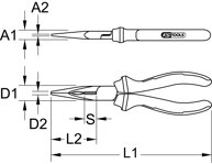 ERGOTORQUE VDE úzke ploché kliešte, 215mm