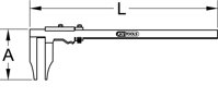 Dielenské posuvné meradlo bez hrotov, 0-500mm, výška 200mm