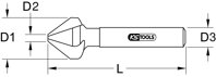 HSS kužeľový záhlbník a odhrotovací záhlbník 75°, 12,5mm