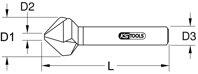HSS kužeľový záhlbník a odhrotovací záhlbník 120°, 16,5mm