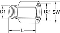 Mosadzná redukčná vsuvka, G3/8"AG x G1/2"IG