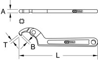 Kĺbový hákový kľúč s nosom, 35-50 mm