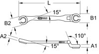 CHROMEplus otvorený prstencový kľúč s kĺbom, 11mm