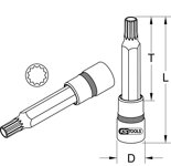 1/2" bit nástrčný XZN, M12, 140 mm