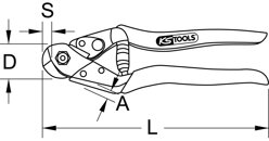 Nožnice na káble a oceľové laná Ø 4,7 mm, 190 mm