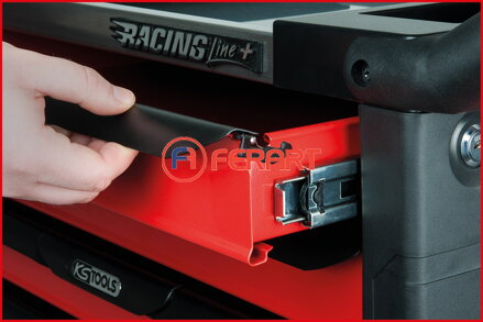 RACINGline+ ČIERNY/ČERVENÝ dielenský vozík so 7 zásuvkami a 1 dverami