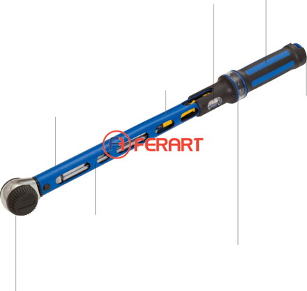 Momentový kľúč s račňou 3/4" ERGOTORQUE®precision, otočné tlačidlo, 100-550 Nm