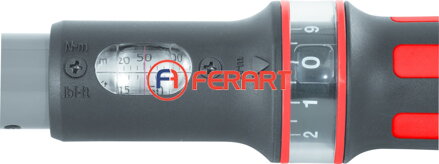 1/2" ERGOTORQUE®precision momentový kľúč 20-200 Nm s rýchlo uzavierateľným otočným gombíkom - prestaviteľnou hlavou račne