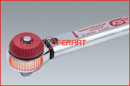 1/2" ERGOTORQUE®precision momentový kľúč 20-200 Nm s rýchlo uzavierateľným otočným gombíkom - prestaviteľnou hlavou račne