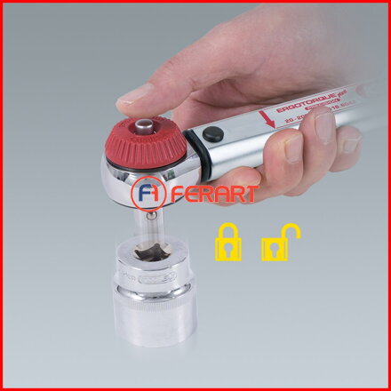 1/2" ERGOTORQUE®precision momentový kľúč 20-200 Nm s rýchlo uzavierateľným otočným gombíkom - prestaviteľnou hlavou račne