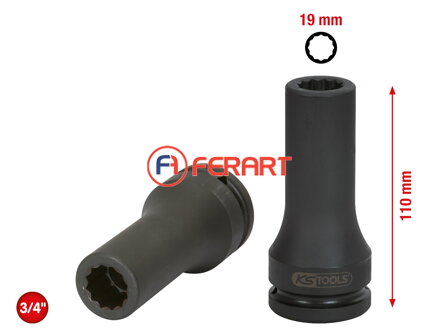3/4" silový nástrčný bit tisíchran, dlhý, 19mm