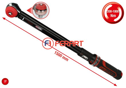 1" ERGOTORQUE®precision momentový kľúč s račňou, otočný gombík, 200-1000Nm