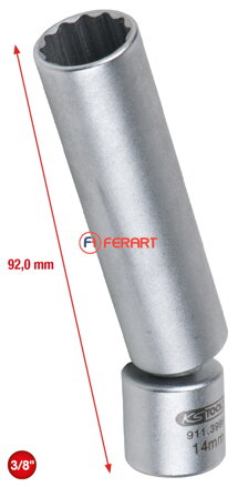 3/8" špeciálny nástrčný orech pre zapaľovacie sviečky s kĺbom, 14mm