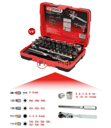 1/4" TORSIONpower box nástrčných bitov, 33-dielny