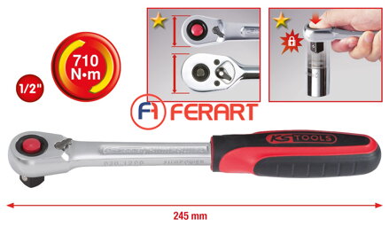 Račňa 1/2" SlimPOWER, 72 zubov