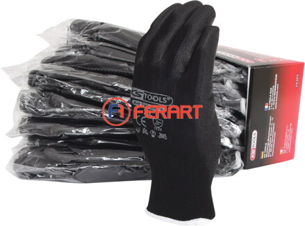 Mikrojemné pletené rukavice - čierne, 10, 12 párov