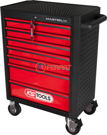 Dielenský vozík MASTERline, s 7 zásuvkami, čierna/červená