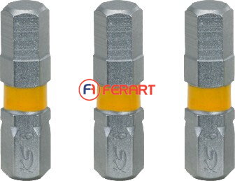 1/4" bit imbus, 25mm, 6mm, súprava 3 kusov