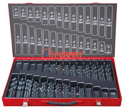 Sada špirálových vrtákov HSS-R, 230-dielna, 1-13 mm