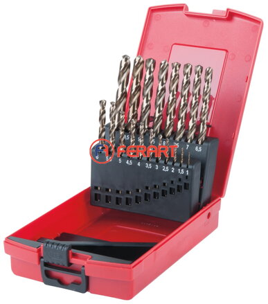 Súprava HSS-G Co 5 špirálových vrtákov, plastová kazeta, 19 ks, 1-10mm
