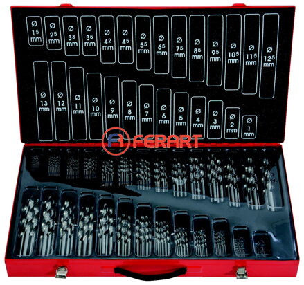 Sada špirálových vrtákov HSS-G, 230-dielna, 1-13 mm