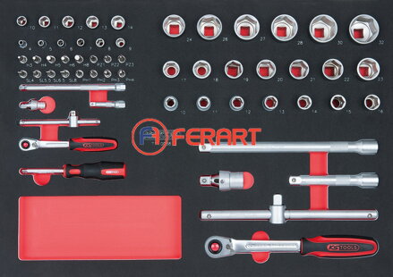 SCS 1/4"+1/2“ súprava kľúčov, 58-dielna, v 1/1 systémovej vložke