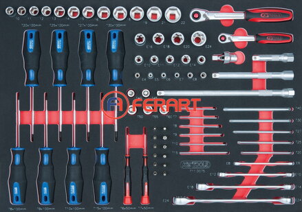 SCS 1/4"+3/8"+1/2" súprava kľúčov, 75-dielna, v 1/1 systémovej vložke