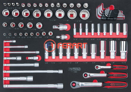 SCS súprava nástrčkových kľúčov, 80-dielna, 1/4"+3/8"+1/2" v 1/1 systémovej vložke