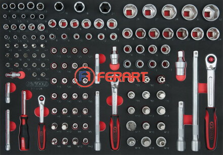 SCS 1/4"+3/8"+1/2" súprava kľúčov, 128-dielna, v 1/1 systémovej vložke