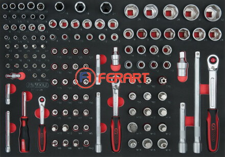 SCS 1/4"+3/8"+1/2" súprava kľúčov, 128-dielna, v 1/1 systémovej vložke