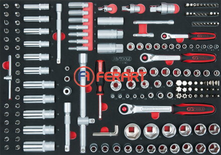 SCS 1/4"+3/8"+1/2" súprava kľúčov, 180-dielna, v 1/1 systémovej vložke