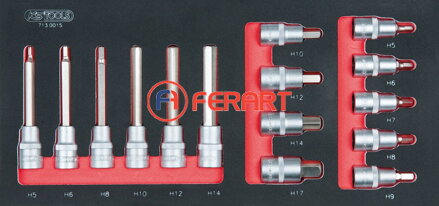 SCS 1/2" súprava nástrčných bitov, 15-dielna, v 1/3 systémovej vložke