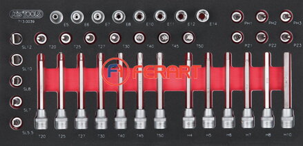 SCS 3/8" súprava nástrčných bitov, 39-dielna, v 1/3 systémovej vložke
