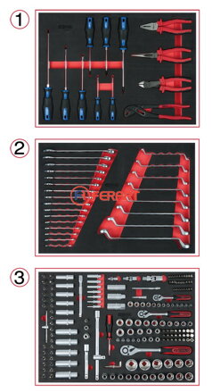 Súprava univerzálnych systémových vložiek pre 3 zásuvky s 215 prémiovými nástrojmi