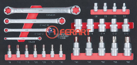 SCS súprava náradia s profilom Torx E, 25-dielna, v 1/3 systémovej vložke