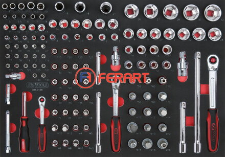 SCS CHROMEplus 1/4"+3/8"+1/2" súprava kľúčov, 128-dielna, v 1/1 systémovej vložke