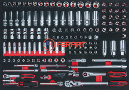 SCS CHROMEplus 1/4" + 3/8“ súprava kľúčov, 136-dielna, v 1/1 systémovej vložke