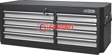 Veľkopriestorový nástavec dielenského vozíka MASTERline, s 8 zásuvkami, čierna/strieborná