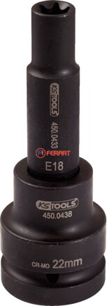 3/4" silový nástrčný orech Torx-E, dlhý, E22