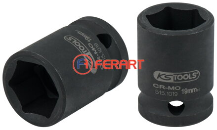 1/2" šesťhranný silový nástrčný orech, krátky, 19mm