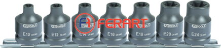 1/2" súprava silových nástrčných orechov Torx-E, 7 ks, E10-E24
