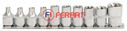 Súprava 3/8" nástrčných orechov Torx-E, 10 ks, E5-E18