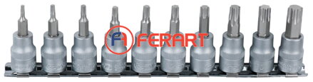 Súprava 3/8" nástrčných bitov Torx, 10 ks, T10-T55