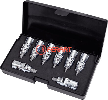 Súprava 1/4" CHROMEplus nástrčných bitov s kĺbom Torx, 8 ks, T8-T40