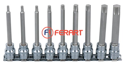 1/2" CHROMEplus súprava nástrčných bitov Torx, otvor, 9-dielna, T20-T60