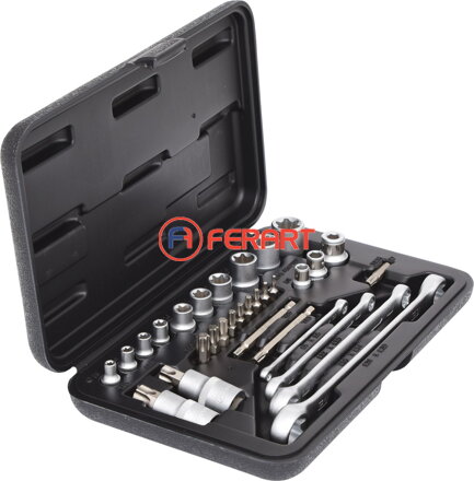 1/4"+3/8"+1/2" súprava nástrčkových kľúčov Torx, 31-dielna