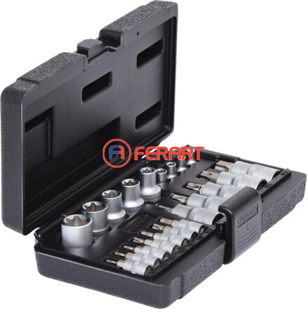 Súprava 1/4" +1/2" nástrčkových kľúčov Torx, 21 ks