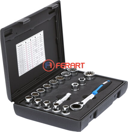 Sada nástrčkových priechodných kľúčov 3/8"+1/2" TRIPLEplus, 17-dielna